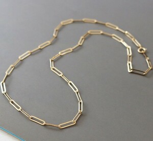 K14YG yellow gold 14K paper clip chain necklace pepper clip 40cm 14k necklace (~55cm)