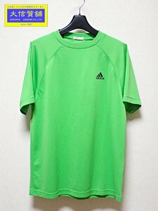 ADIDAS CLIMALITE アディダス メンズ ビッグロゴ Tシャツ グリーン 中古B 【送料無料】 A-8237