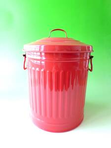 ダルトン　Dulton　ミニガベージカン　蓋つき　ブリキ缶　小物入れ　ゴミ箱　赤　レッド　スチール製　（大）　☆　訳あり品