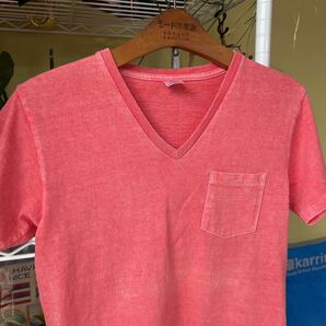 USA 製　Vネック　Tシャツ　ピンク　SM