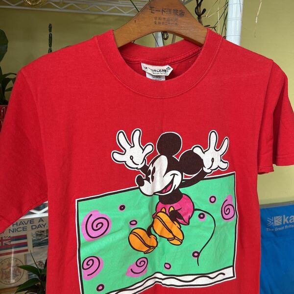 USA 製　ビンテージ　ミッキーマウス　Tシャツ　赤　S