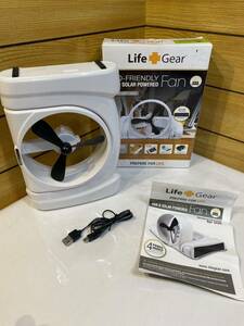 美品！　Life Gear eco-friendly fan USB & solar powered 卓上 持運び 扇風機 USB電源 ホワイト