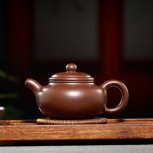 紫砂壺 紫泥 手作りティーポット 中国茶器 カンフーティー 本物 急須 煎茶道具 古美術品 煎茶器 陶器 茶器 宜興産 中国古玩 極上美品 lh250