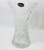 ★ ほぼ未使用品 Bohemia Glass ボヘミアグラス 花瓶 花器 フラワーベース チェコスロバキア 高さ約26.5㎝ 箱あり_画像1