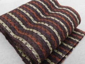 〔楽布〕P25416　手織り真綿紬八寸名古屋帯　未使用仕立上がり品　c