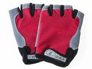  bicycle motion etc. open finger half fins ga half finger sport glove slip prevention 2 piece .1 set # red L