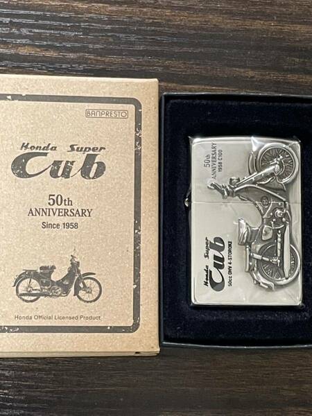 zippo Honda Cub 50th Anniversary HONDA 1958 C100 カブ 2007年製 両面加工品 Licensed Product 立体メタル デットストック