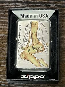 zippo TATOO japan sexy girl タトゥー ガール シルバー 2002年製 beauty ビューティー 蝶 ジャパン 年代物 デットストック ケース 保証書