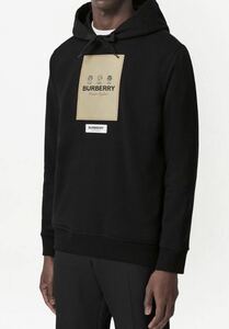 正規 新品 23SS BURBERRY LONDON ENGLAND バーバリー by Riccardo Tisci ラベル アップリケ パーカー 黒 L PTFORSA1035MAT 8057100