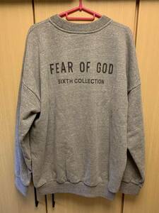 正規 19SS FEAR OF GOD フィア オブ ゴッド SIX COLLECTION バック ロゴ クルーネック スウェットシャツ 灰 M RN 139190 6H19-1015