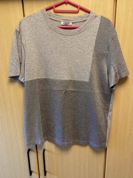 正規 VALENTINO ヴァレンティノ 素材切替 パッチワーク クルーネック Tシャツ 灰 S HVAN0316 VN2136V