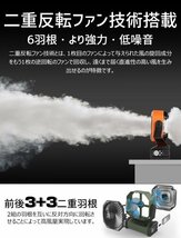 キャンプ 扇風機 20000mAh大容量 最大60時間連続使用 自動首振りリモコン付き 風量4段階調節 16枚高輝度LEDライト搭載 扇風機 持ち運び便利_画像7