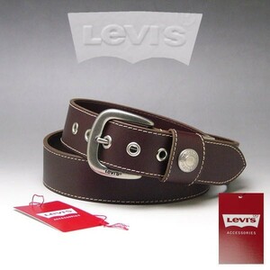 ベルト LEVI'S 本革 リーバイス 牛革 メンズベルト 40mm 6091 ブラウン 新品 本物 ロゴ入りバックル