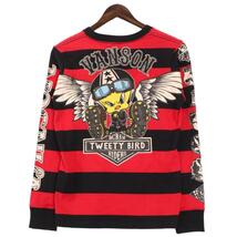 新品 未使用 VANSON・バンソン×LOONEY TUNES トゥイーティバード長袖Tシャツ XS LTV-834 レッドボーダー タグ付き ルーニー・テューンズ_画像2