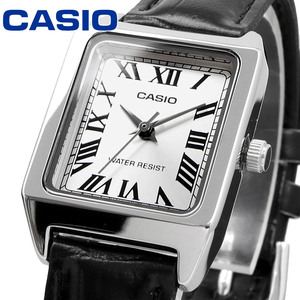 訳有特価！【CASIO カシオ】LTP-V007L-7B1 新品未使用 海外モデル レディース チプカシ 革レザー ブラック シルバー スクエア 腕時計