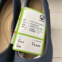 クロックス　marin colorlite wedge ウェッジソール　パンプス　W6 22.23cm ネイビー紺　レインパンプス_画像2