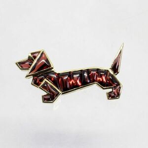 ◎ Choi Beauty ◎ 18 Gold Garnet 10.05ct Dachshund Design Broch