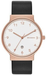 ☆SKAGEN スカーゲン Ancher White Dual Rosegold Leather SKW6322 ローズゴールド ブラックレザー クウォーツ 時計