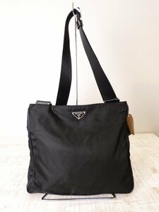 プラダ　PRADA　上部ジップ　ナイロン　ショルダーバッグ【M's(Msize)/15万円/ブラック/Sランク】d3AF0