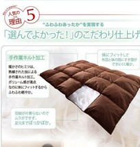 数量限定　未使用訳あり　スモールフェザー100％　羽根布団　セミダブル　8点セット ピーチスキン仕様　ベッドタイプ　シルバー_画像5