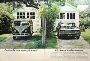  rare!1966 year Volkswagen advertisement /VW Station Wagon/ wagen bus / Germany car / old car /X