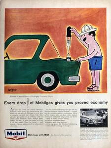 稀少！1959年モービル広告/Mobil/サヴィニャック/Savignac/アート/イラスト/給油/C-1
