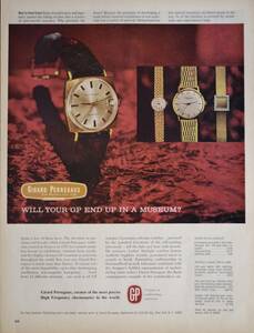 稀少・時計広告！1966年ジラール・ペルゴ 時計広告/Girard-Perregaux Gyromatic Watch/H