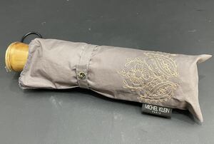 S3I435◆ ミッシェルクラン MICHEL KLEIN グレー色 花柄 折りたたみ傘 