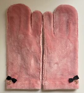 B3I053◆ ジルスチュアート JILLSTUART ピンク色系 リボン ロゴチャーム 手袋 グローブ