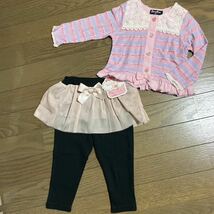 カーディガンと新品チュール付きレギンス　セット　サイズ80 女の子_画像1