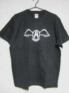 即決★新品バンドＴシャツ★エアロスミス★AEROSMITH★GET YOUR WINGS期ロゴ★ブラックボディ×ホワイトプリント★S/M/L/XLサイズ