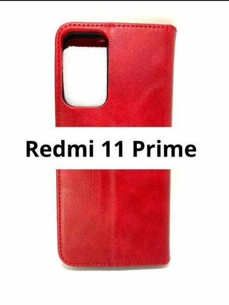 Redmi 11 Prime 手帳型 スマホケース 吸着 レッド アンドロイド Android PUレザー カードポケット付