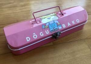 昭和レトロ 雑貨 道具箱 缶ペンケース ブリキ 筆箱 ピンク ファンシー DOGU BAKO ノベルティ 80年代 小物入れ ミニ工具箱 珍しい グッズ