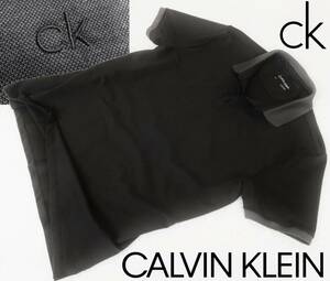 新品★カルバンクライン★ブラック&ダークグレー ポロシャツ★ストレッチ ニットシャツ 黒&グレー XL★CALVIN KLEIN☆028