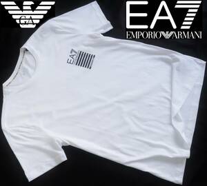 新品★EA7★エンポリオ アルマーニ★大きいサイズ★ホワイト Tシャツ★ブラック 7ライン ロゴ★白 XXL★EMPORIO ARMANI☆045