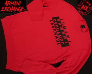  новый товар * Armani * красный вязаный свитер * черный блистер Logo принт * дизайн вязаный красный чёрный XL*AX ARMANI*346