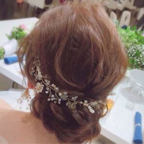 ヘッドドレス ヘアアクセサリー 前撮り ブライダル　小枝ベッドドレス　新品未使用 髪飾り