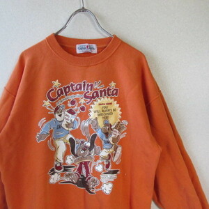 0 superior article Captain Santa Captain Santa * sweat sweatshirt both sides print * men's orange S size 