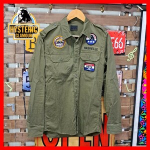 【リネン混】HYSTERIC GLAMOUR ヒステリックグラマー　ワッペン　ミリタリーシャツ　M-65 Ｍ