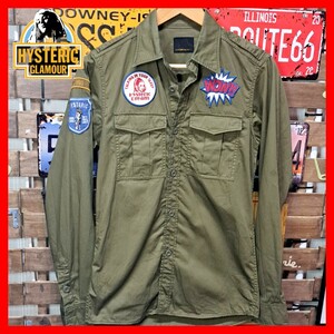 HYSTERIC GLAMOUR Hysteric Glamour badge military shirt khaki M size long sleeve shirt 