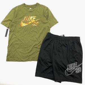 NIKEナイキSB カモロゴTシャツ&ショーツ　BV8167-222 CI5853-010 カーキ黒　M