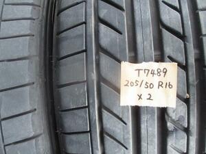 中古 タイヤ 205-50R16 2本 グッドイヤー EAGLE LS EXE 6mm 2021年