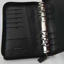 ★ファイロファックス Filofax Lyndhurst Zip バイブルサイズ システム手帳 6穴バインダー ソフトフルグレインレザー ブラック 中古_画像7