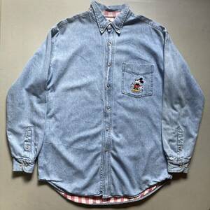 The Disney store Mickey denim shirt ディズニーストア デニムシャツ 長袖シャツ