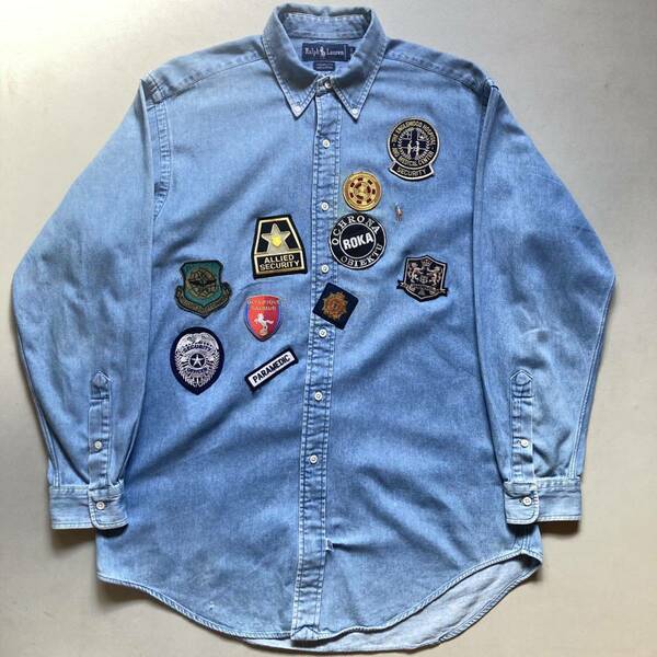 90s Ralph Lauren denim shirt 「YARMOUTH」「カスタムシャツ」90年代 ラルフローレン デニムシャツ 長袖シャツ