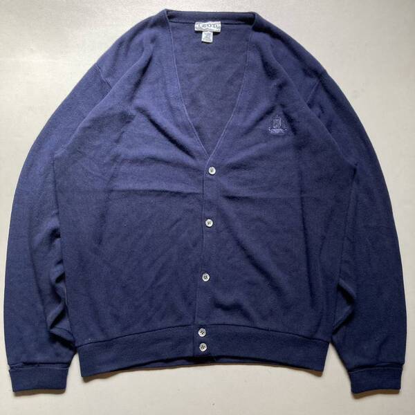 IZOD Acryl cardigan made in USA アイゾッド アクリルカーディガン アメリカ製 同色刺繍 レアサイズ USA製