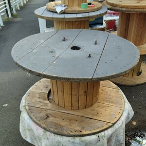  wooden drum diameter 93cm height 51cm gardening BBQ cable drum electric wire drum Aichi prefecture Toyohashi city T15