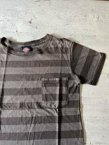 Good wear グッドウエア ボーダーtシャツ ポケt グレー×ブラック sizeS USA製 アメリカ製 ビンテージ vintageポケットTシャツ