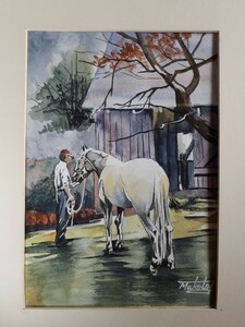Art hand Auction Pintura a la acuarela Caballo blanco, Cuadro, acuarela, Cuadros de animales