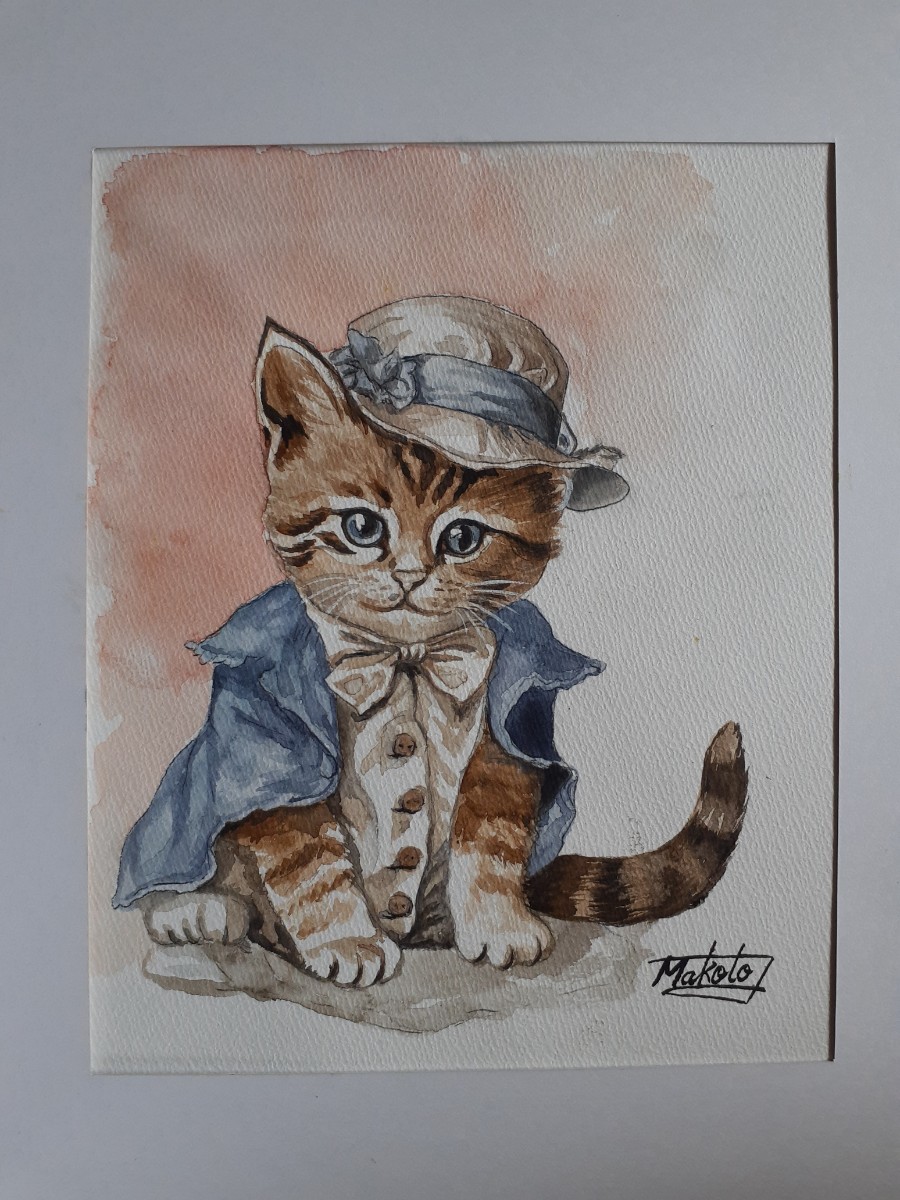 Акварельный очаровательный котенок, Рисование, акварель, Картины животных